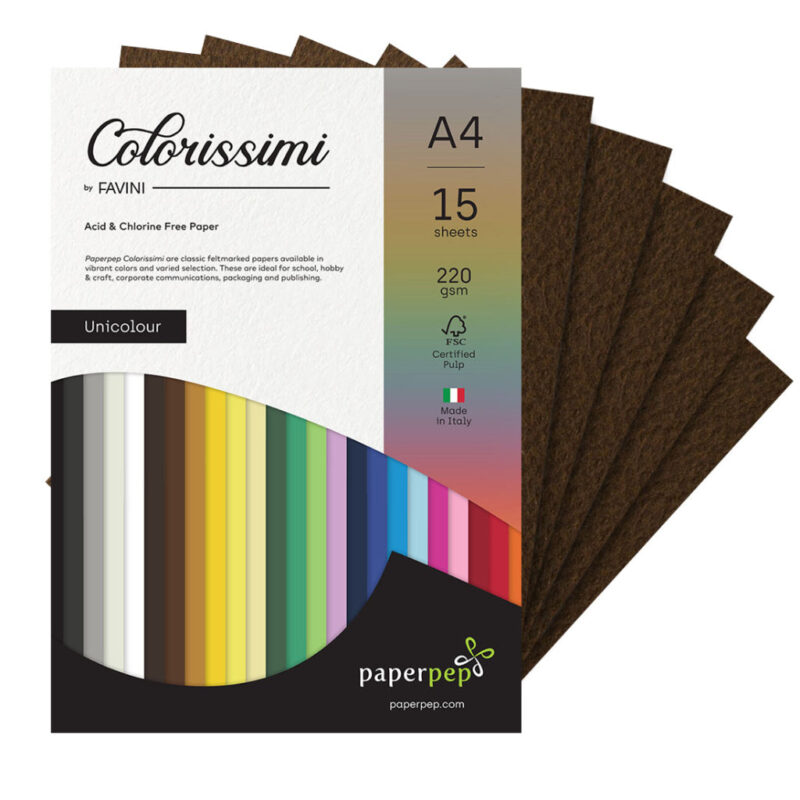 Paper Pep Colorissimi Card Stock 220Gsm A4 Caffe (Brown) Unicolor Of 15 Sheets