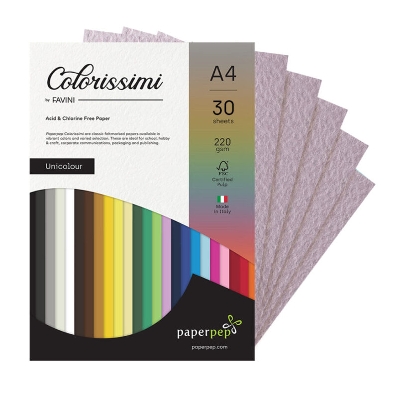 Paper Pep Colorissimi Card Stock 220Gsm A4 Lilla (Lavender) Unicolor Pack Of 30 Sheets