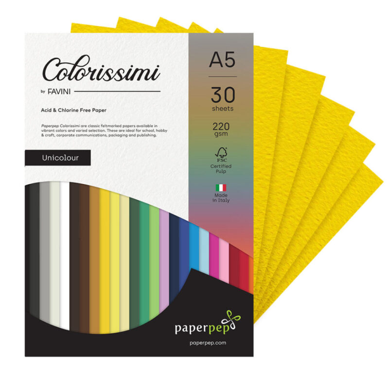 Paper Pep Colorissimi Card Stock 220Gsm A5 Cedro (Yellow) Unicolor Of 30 Sheets