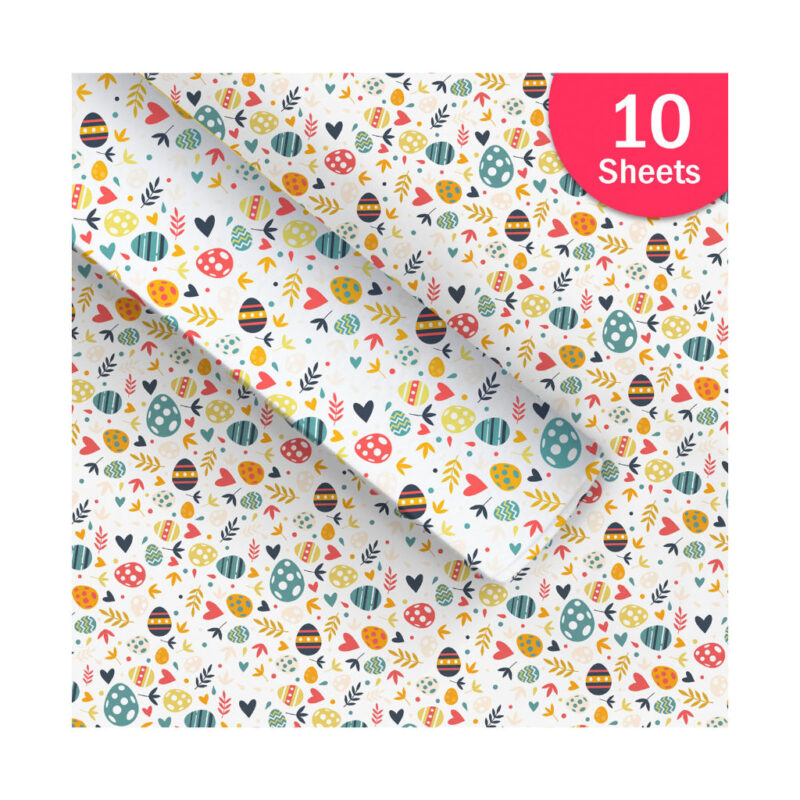 Paperpep White Multiple Eggs Print Gift Wrapping Paper 19"X29" Pack Of 10 Sheets For Gift Packing Birthday, Anniversary, Diwali, Christmas, All Occasions And Events, Crafts, Return Gifts