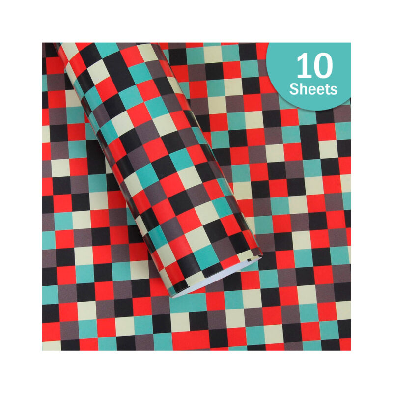 Paper Pep Multicolour Checks Print Gift Wrapping Paper 19"X29" Pack Of 10 Sheets