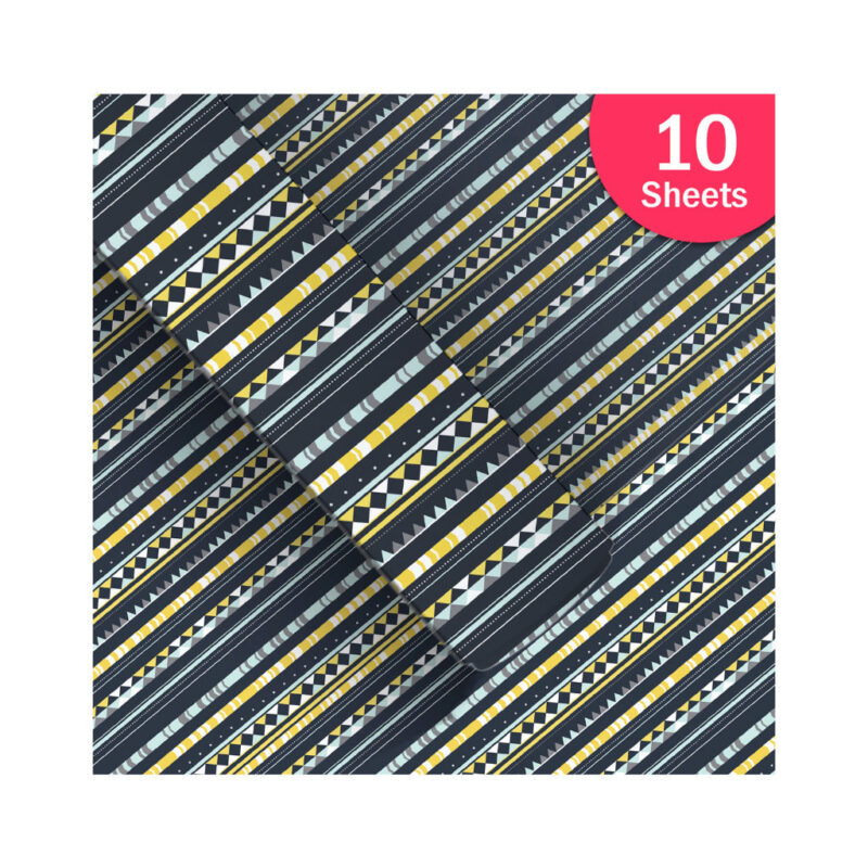 Paperpep Dark Blue Lines Print Gift Wrapping Paper 19"X29" Pack Of 10 Sheets