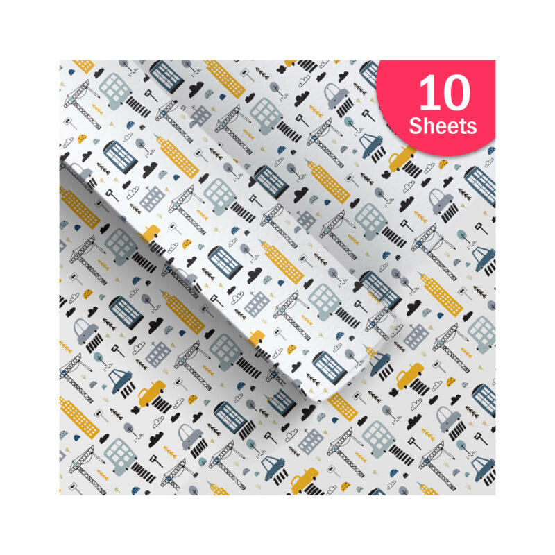 Paperpep White Car Print Gift Wrapping Paper 19"X29" Pack Of 10 Sheets