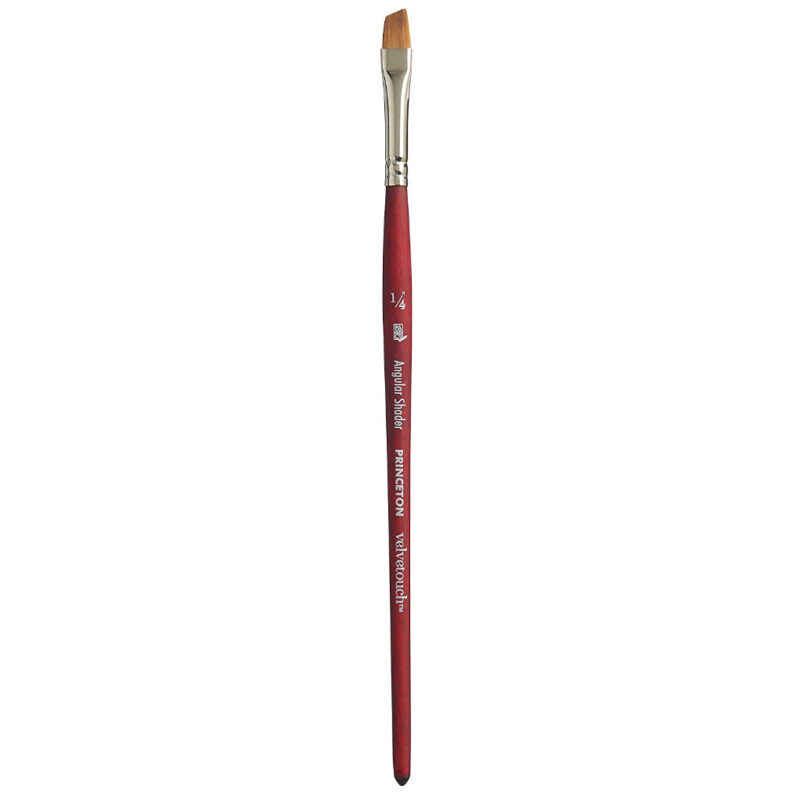 Princeton Velvetouch Short Handle Angle Shader Paint Brush (1/4 Inches)