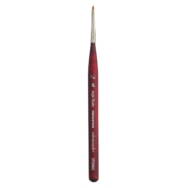 Princeton Velvetouch Short Handle Mini Angle Shader Paintbrush (1/16 Inches)