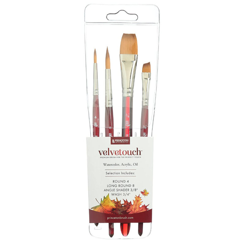 Princeton Velvetouch Short Handle Pro Paintbrush Set (4 X Brushes)