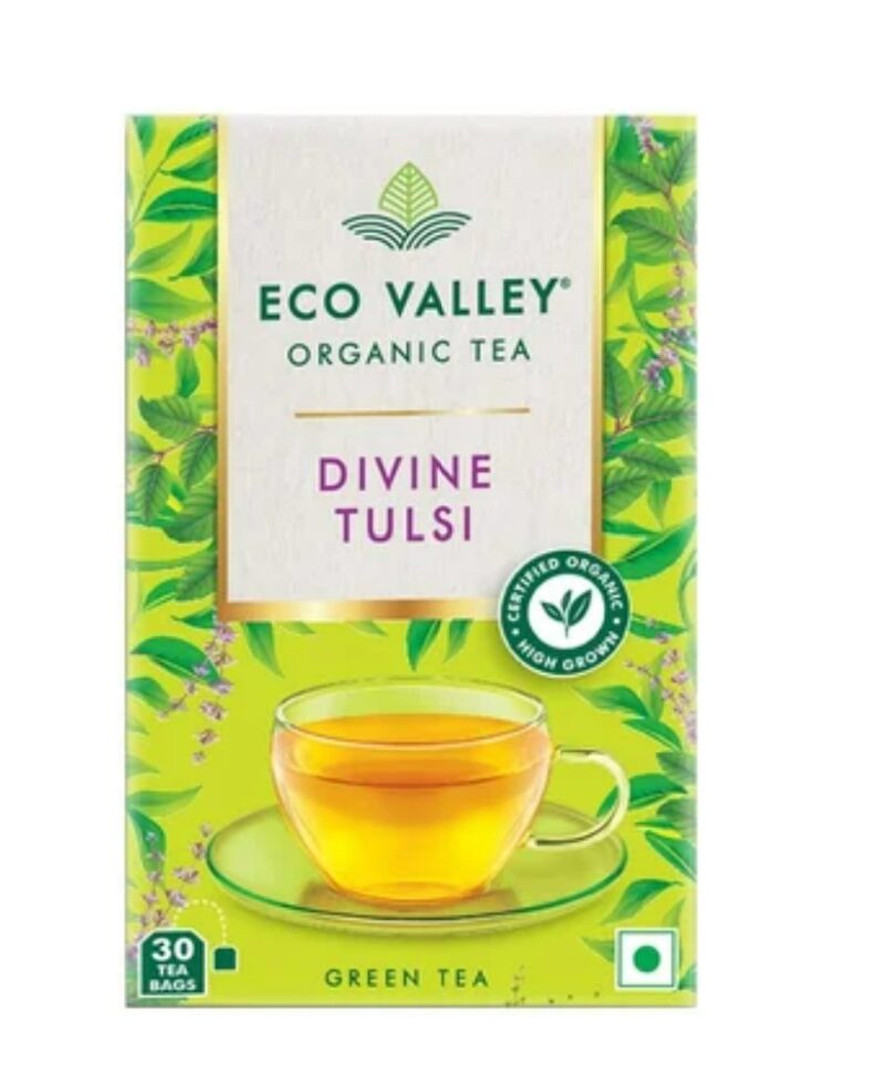 Eco Valley Organic Divine Tulsi Green Tea Bags - 30 Pieces