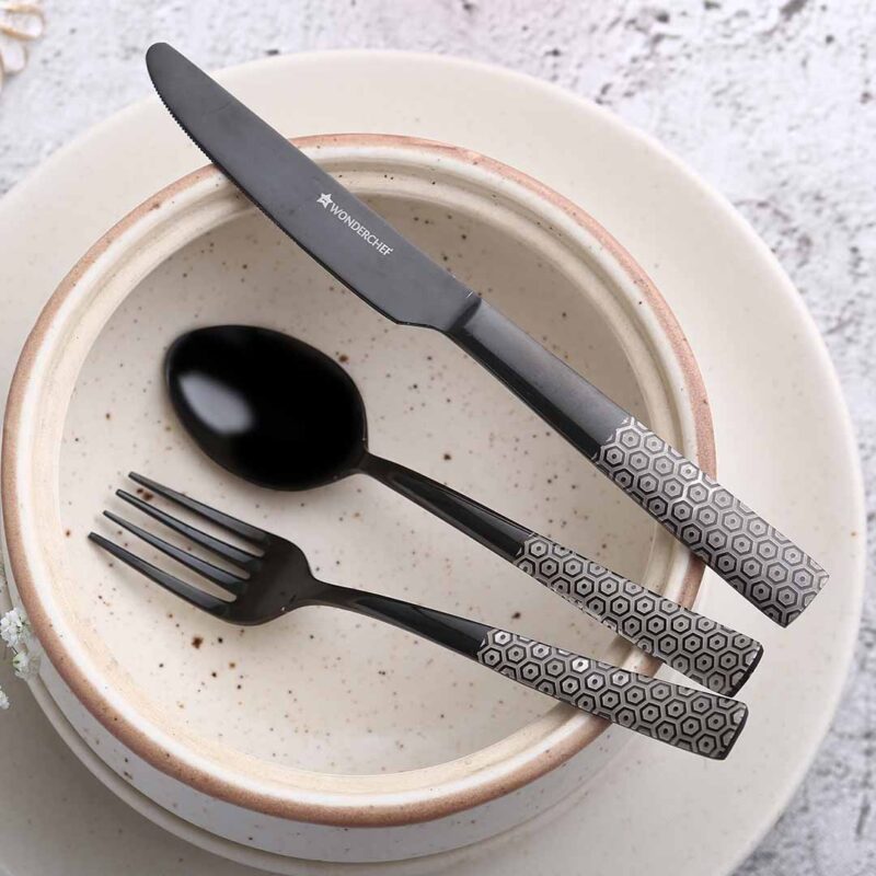 Roma Cutlery Gift Set - Black - Set of 24pcs