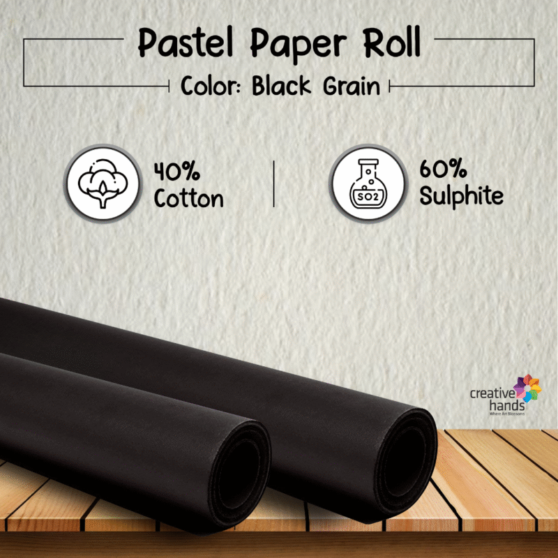 Brustro Pastel Paper Roll, Shade - Black, Size - 75 cm (30") X 10 mtr - Image 2