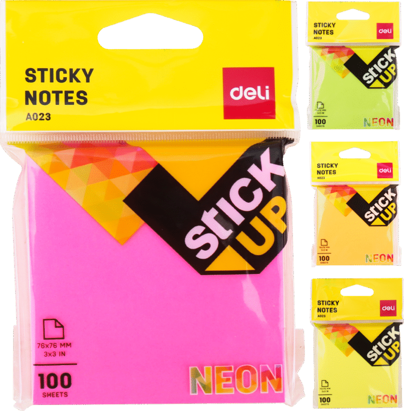 Deli Wa02302 Sticky Notes 3 X 3 Neon - Color May Vary