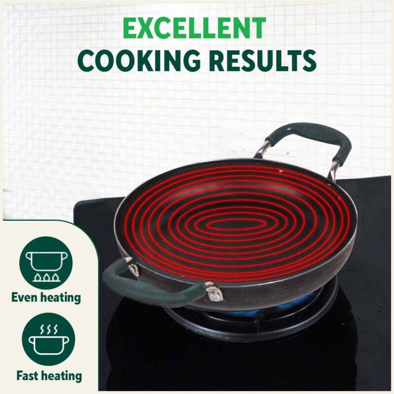 100% Pure Sheet Iron Kadai/ Jalebi/ Paella Pan, Silicone Cool Handles, Seasoned, Toxin-free, Induction, 25.4cm, 1.4L - Image 6