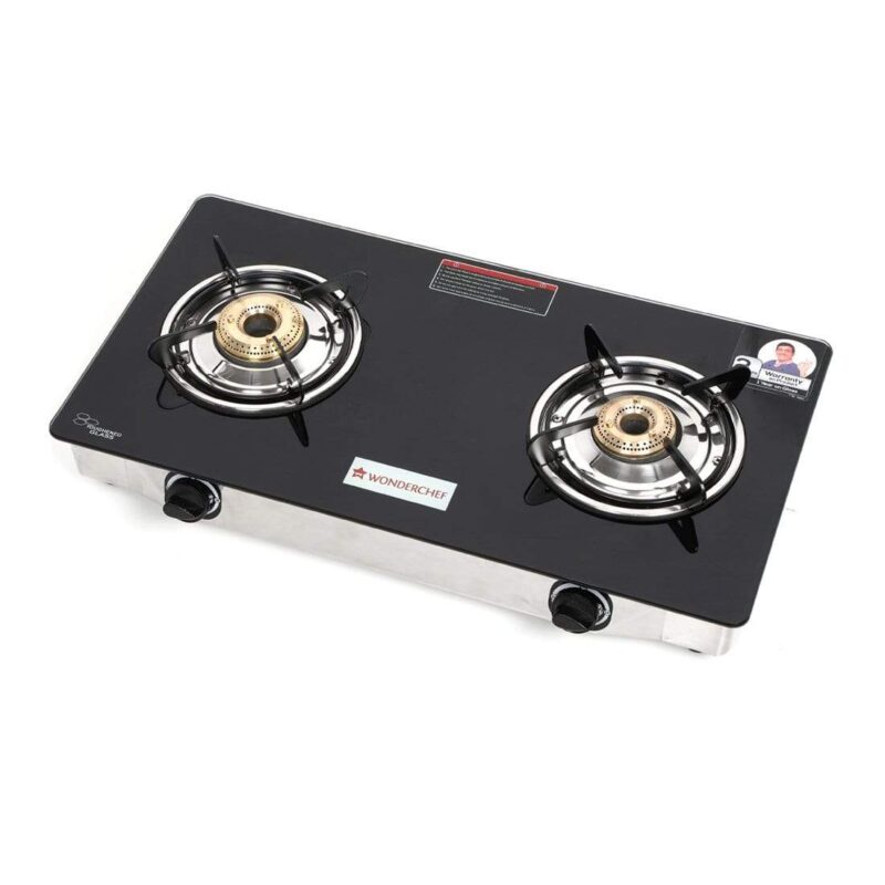 Zest 2 Burner Glass Cooktop, Black 7mm Toughened Glass with 1 Year Warranty, Ergonomic Knobs, Efficient Brass Burners, Stainless-steel Spill Tray, Manual Ignition - Image 6
