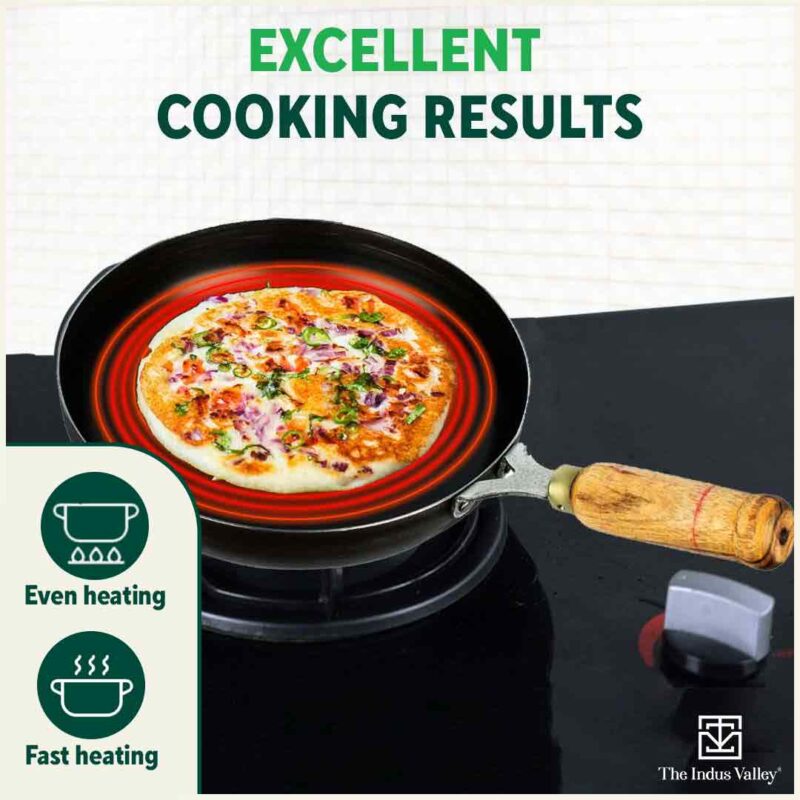100% Pure Sheet Iron Fry Pan with Wooden Handle, Seasoned, Toxin-free, Induction, 16.5/25.4/30.4 cm - Image 7