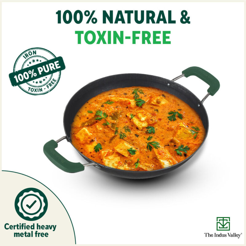 100% Pure Sheet Iron Kadai with Silicon Handle, Seasoned, Toxin-free - Image 5