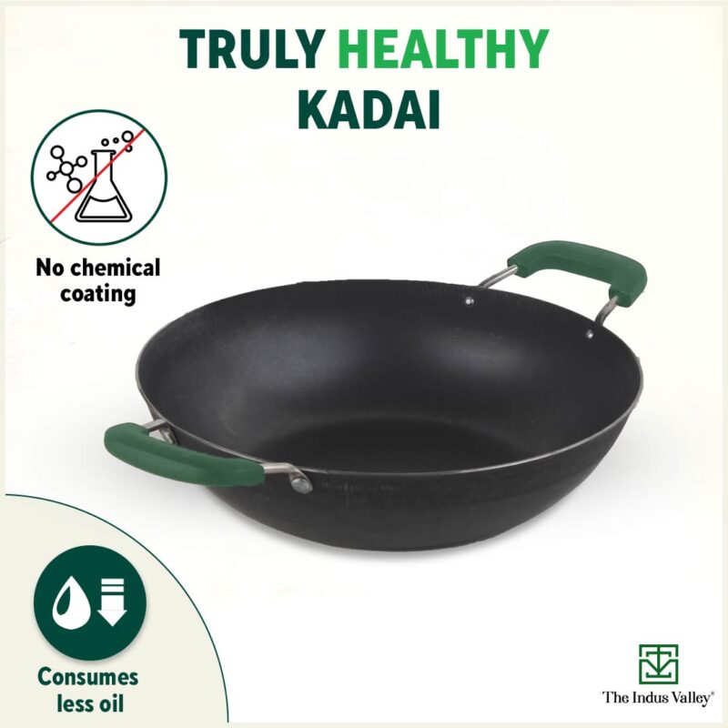 100% Pure Sheet Iron Kadai with Silicon Handle, Seasoned, Toxin-free - Image 4