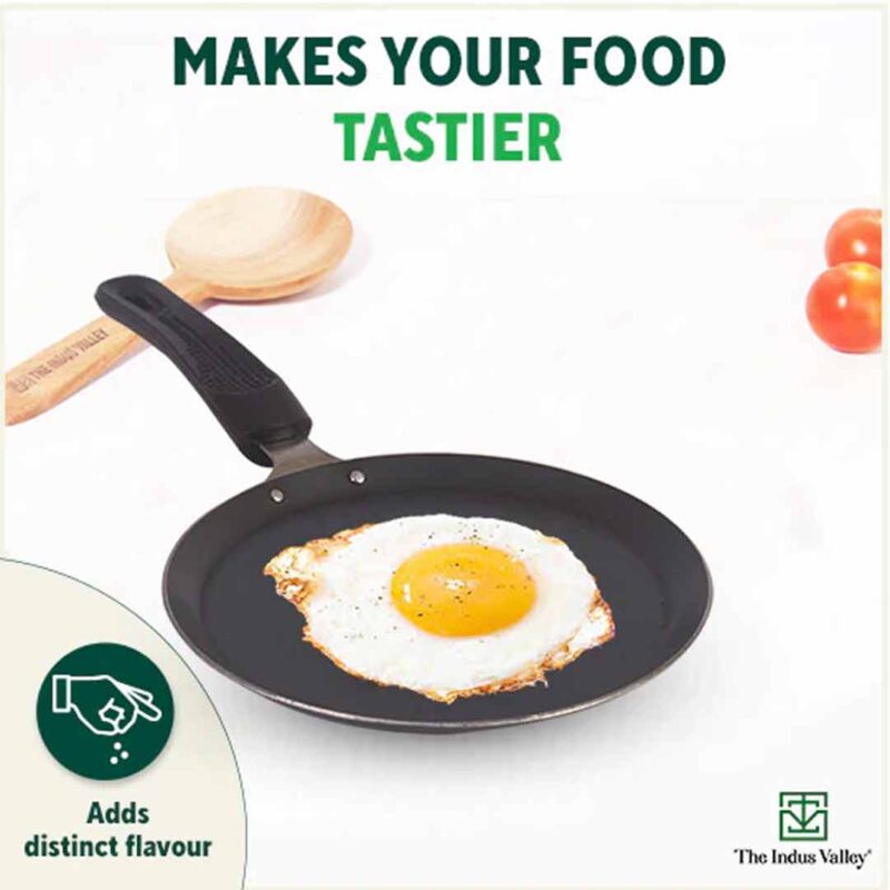 100% Pure Sheet Iron Omelette Tawa with Bakelite Handle, Seasoned, Toxin-free, Induction, 19cm, 0.56kg - Image 8