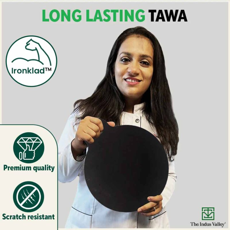 100% Pure Sheet Iron Tawa + Free ₹110 Spatula, Pre-seasoned, Toxin-free, 30.5cm, 1.8 / 1.4 kg - Image 10