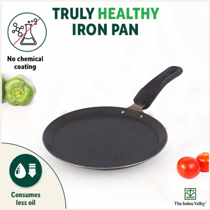 100% Pure Sheet Iron Omelette Tawa with Bakelite Handle, Seasoned, Toxin-free, Induction, 19cm, 0.56kg - Image 3