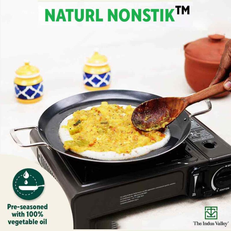 100% Pure Sheet Iron Tawa, 2 Handles, Seasoned, Toxin-free, Induction, 28.5cm, 1.7kg - Image 8