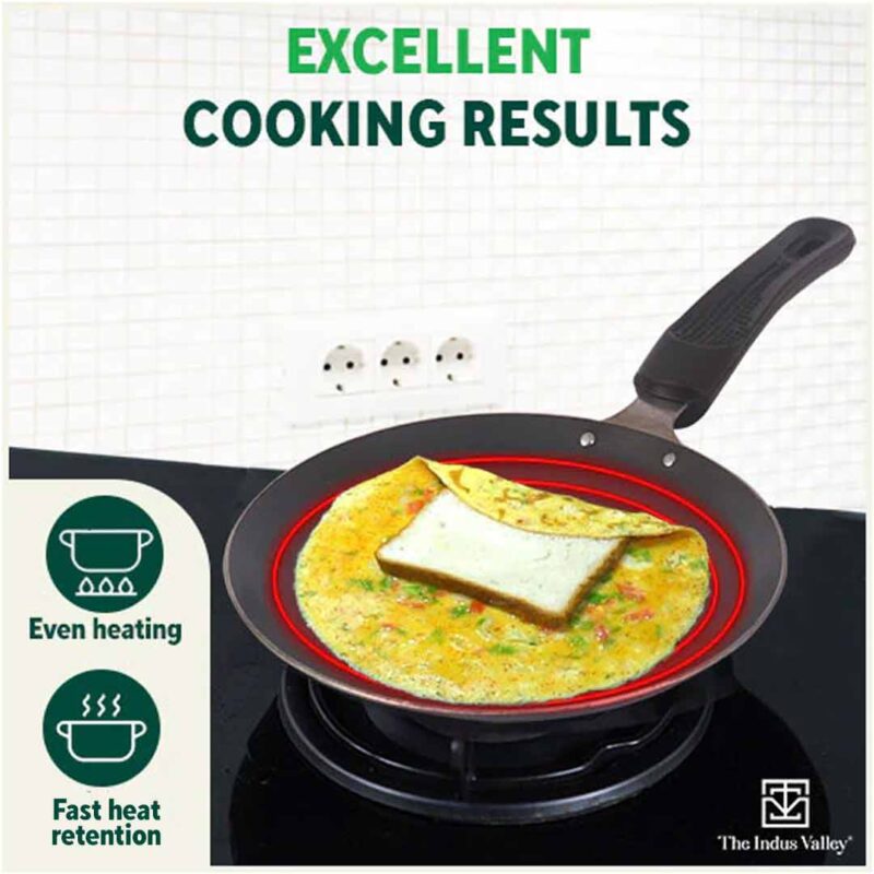 100% Pure Sheet Iron Omelette Tawa with Bakelite Handle, Seasoned, Toxin-free, Induction, 19cm, 0.56kg - Image 6