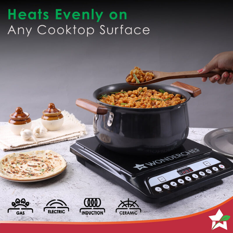 Ebony Hard Anodized Non-stick Biryani Handi with Lid - 5 L | Black - Image 2