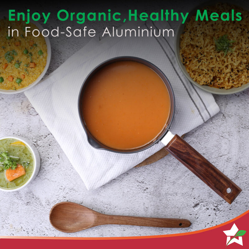 Ebony Hard Anodized 16 cm Nonstick Sauce Pan | Non Stick Sauce Pan | 2 L | 3.25 mm | Black and Brown - Image 4