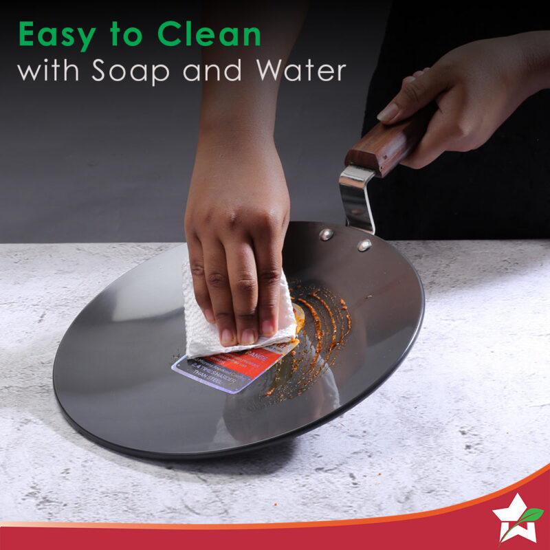 Ebony 25 cm Roti Tawa | Induction Bottom | Wooden Handle | Hard Anodized Aluminium | Non Stick Tawa| 4.06 mm | 5 Years Warranty | Black - Image 5