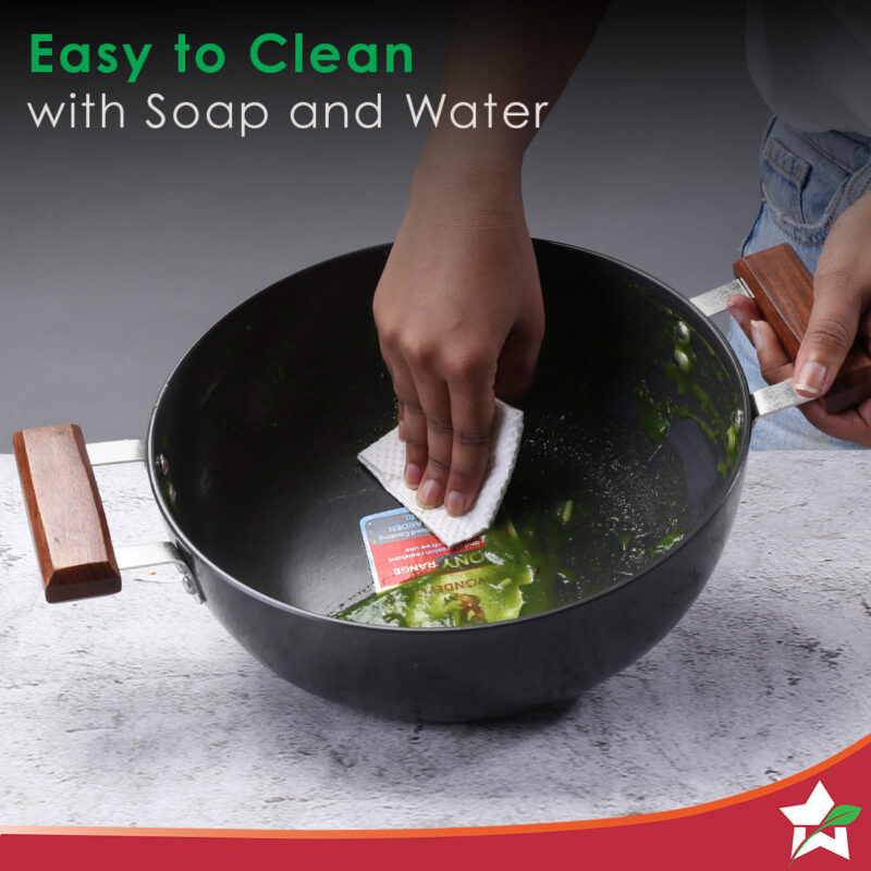 Ebony Hard Anodized 28 cm Wok with Lid | 4.5 Litre | Ideal for Biryani, Pulao| Black / Brown - Image 10