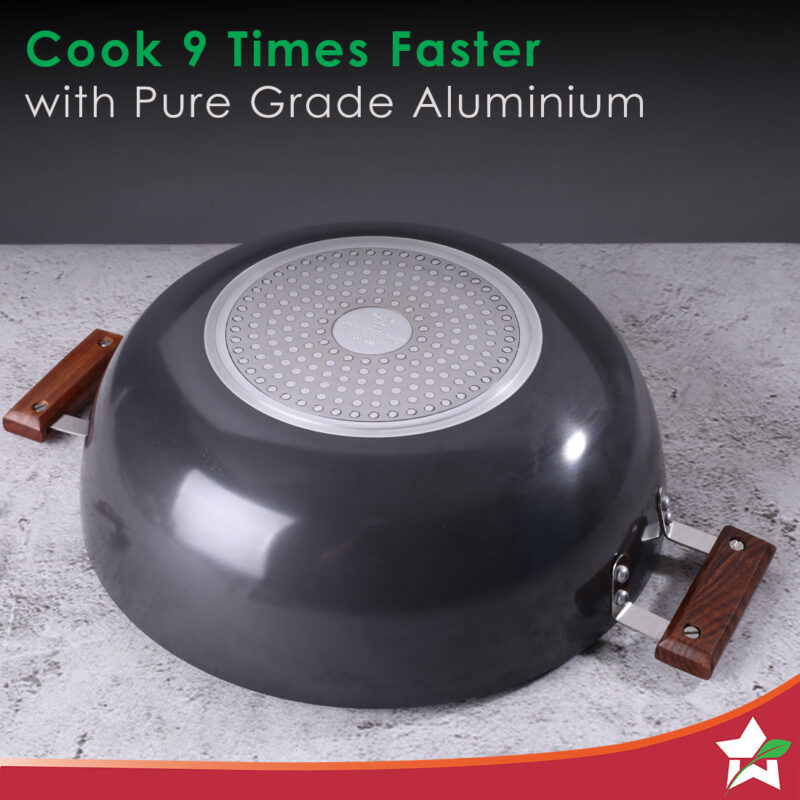 Ebony Hard Anodized 28 cm Wok with Lid | 4.5 Litre | Ideal for Biryani, Pulao| Black / Brown - Image 13