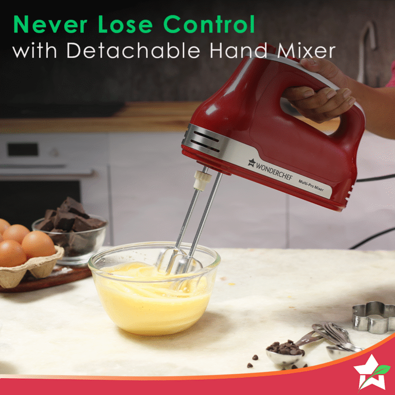 Crimson Revo Stand Mixer and Beater with 5 Speed Settings | Rotating Head Technology | 4.5L SS Bowl | 300 Watt Powerful Copper Motor | Mixing Beater, Dough Hook Attachments & Spatula | Ideal for Home Cooks & Professional Bakers | 2 Year Warranty | Red - Image 2