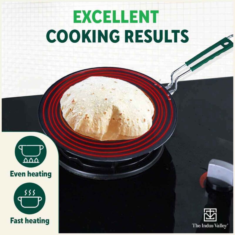 100% Pure Sheet Iron Tawa, Concave, Toxin-free, Seasoned, Silicone Handle,25.5cm/30.5cm - Image 7