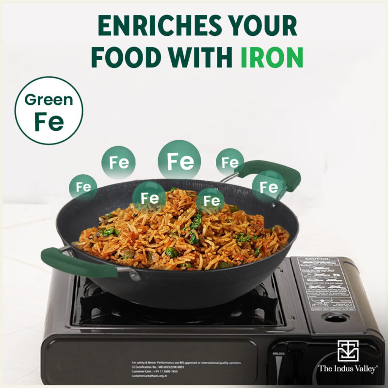 100% Pure Sheet Iron Kadai with Silicon Handle, Seasoned, Toxin-free - Image 6