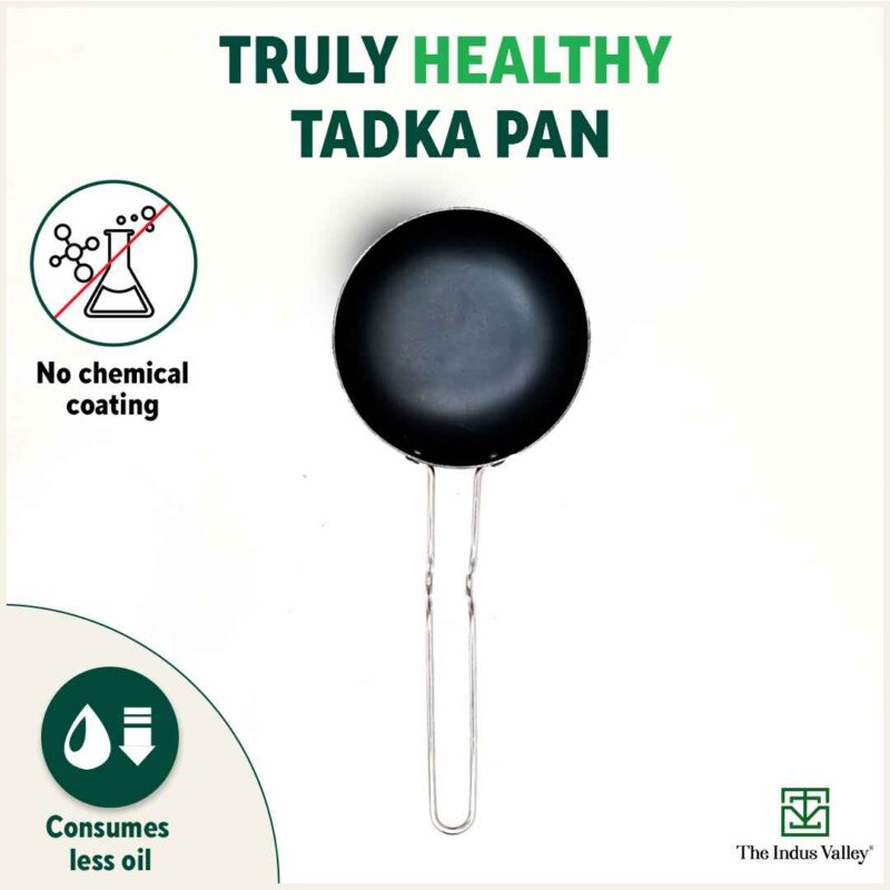 100% Pure Sheet Iron Tadka Pan with Stainless Steel Handle, Pre-seasoned, Toxin-free, Induction - Image 4