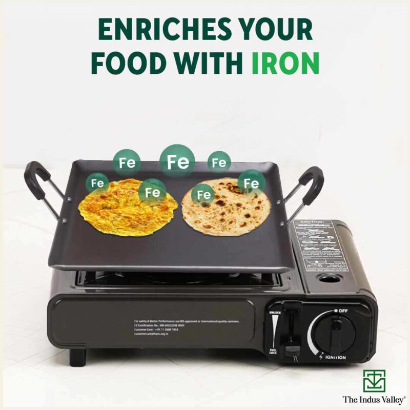 100% Pure Sheet Iron Tawa, Square, Cool Bakelite Handle, Seasoned, Toxin-free, Induction, 29.5cm, 1.88kg - Image 5