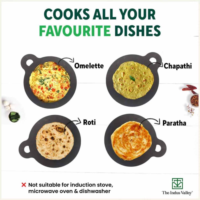 100% Pure Sheet Iron Tawa + Free ₹110 Spatula, Pre-seasoned, Toxin-free, 30.5cm, 1.8 / 1.4 kg - Image 11