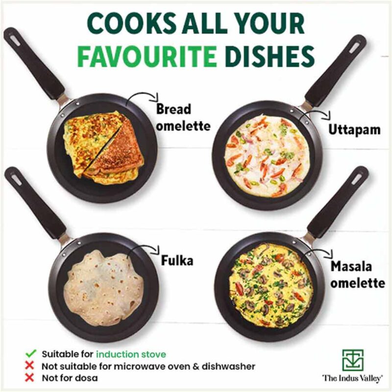 100% Pure Sheet Iron Omelette Tawa with Bakelite Handle, Seasoned, Toxin-free, Induction, 19cm, 0.56kg - Image 9