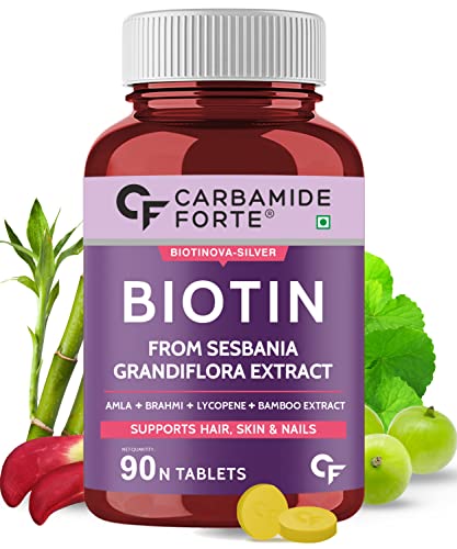 Carbamide Forte Biotin for Hair Growth with Amla, Brahmi & Bamboo Extract - 90 Veg Tablets