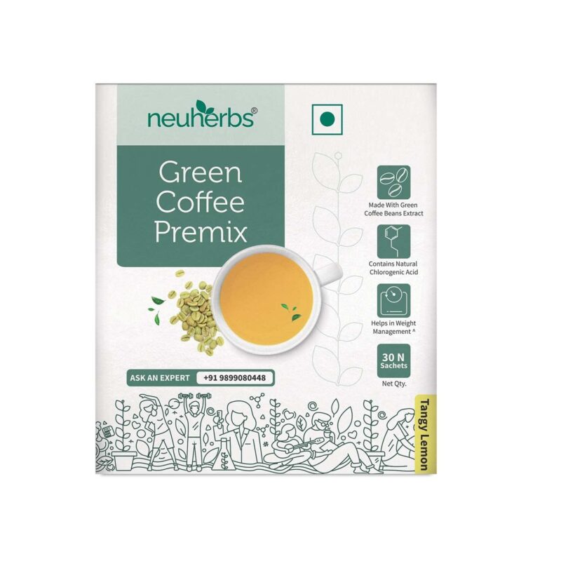 Neuherbs Green Coffee Premix | Coffee Beans Extract With Chlorogenic Acid - 30 Sachet (Lemon Flavoured)