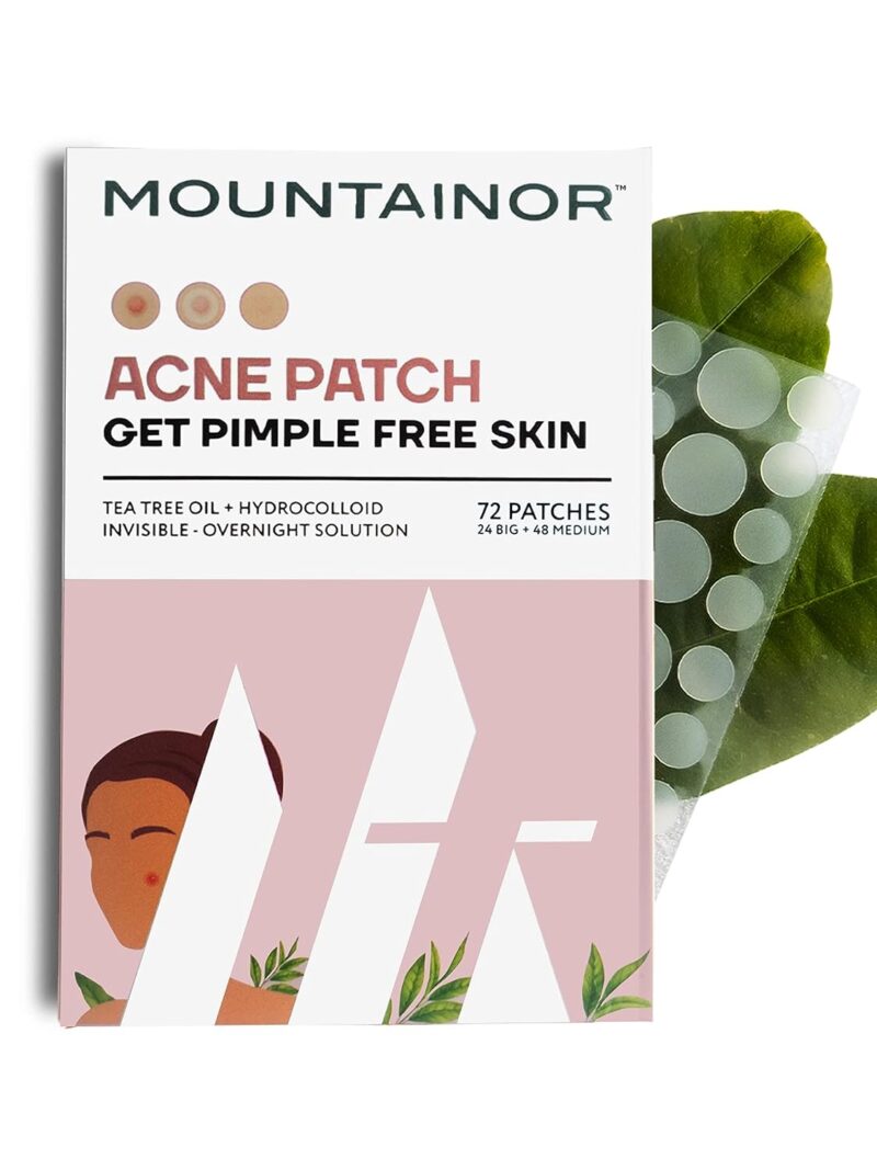 MOUNTAINOR® Acne Pimple Patch - Hydrocolloid + Tea Tree Oil Potent Spot Cover - Certified 72 Patches.
