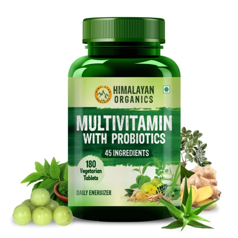 Himalayan Organics Multivitamin with Probiotics - 45 Ingredients for Men And Women with Vitamin C, D, E, B3, B12, Zinc, Giloy And Biotin (180 Tablets)